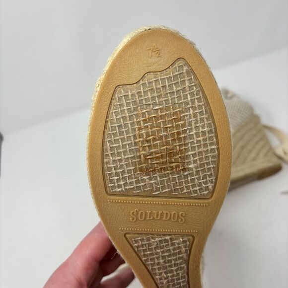 Soludos Shoes Women's 7.5 Espadrilles Tan Canvas Wedge Ankle Round Toe Sandals - Picture 11 of 11